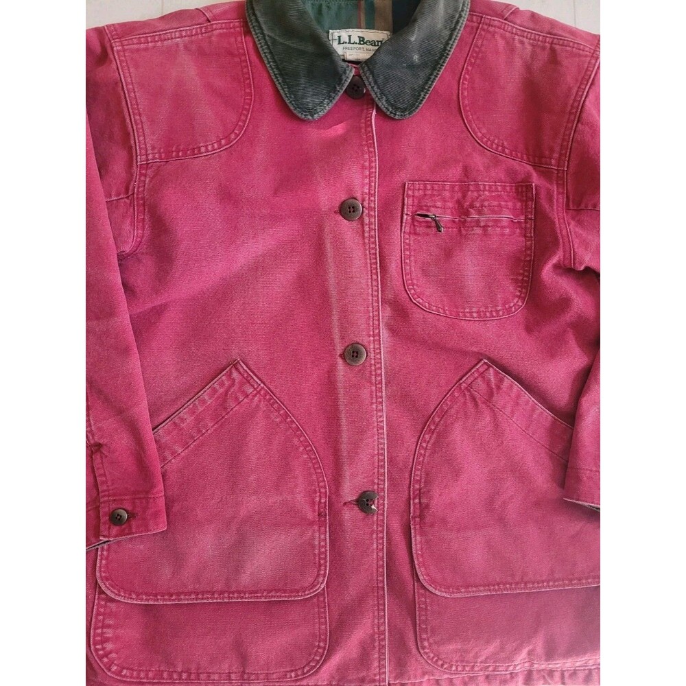 Vintage L.L.Bean PrimaLoft Barn Chore Coat Womens Medium Red Flannel Lined - Picture 5 of 15